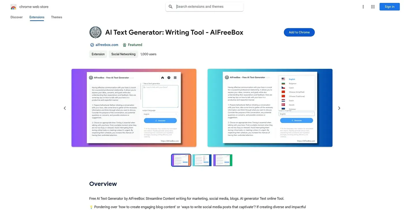 Screenshot of AI Text Generator Writing