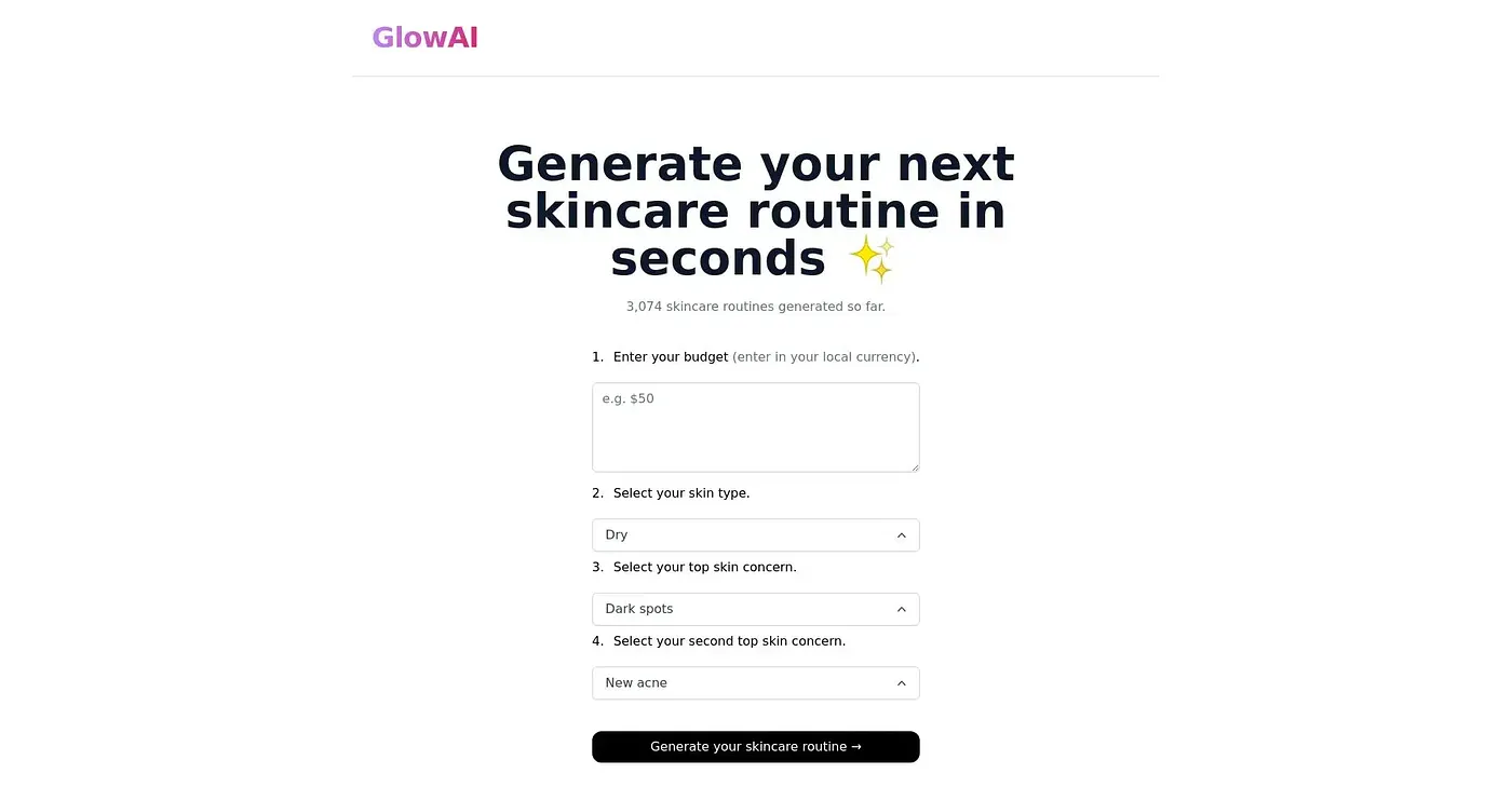Screenshot of Glow AI
