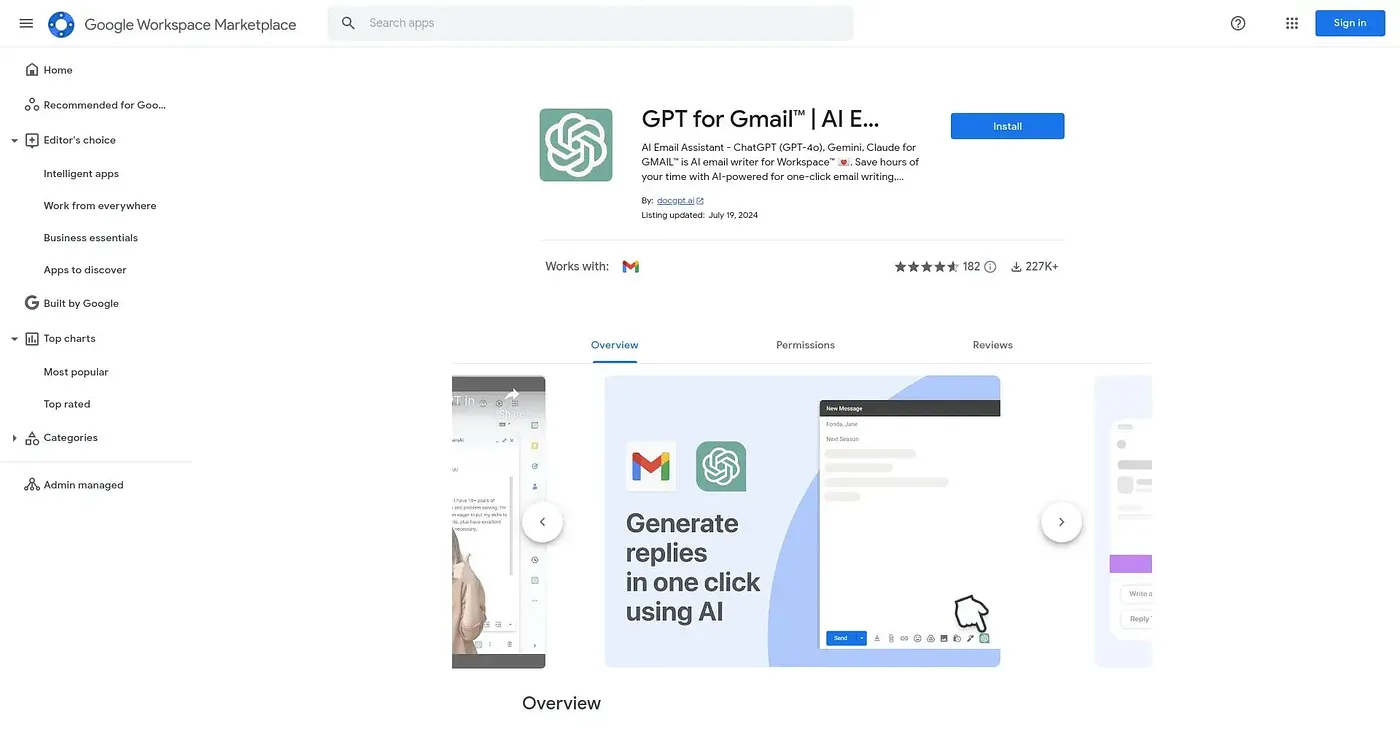 Screenshot of Gmail GPT