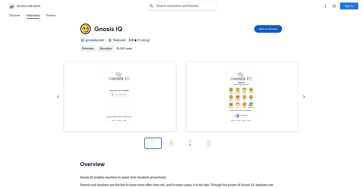 Screenshot of Gnosis IQ Chrome Extension