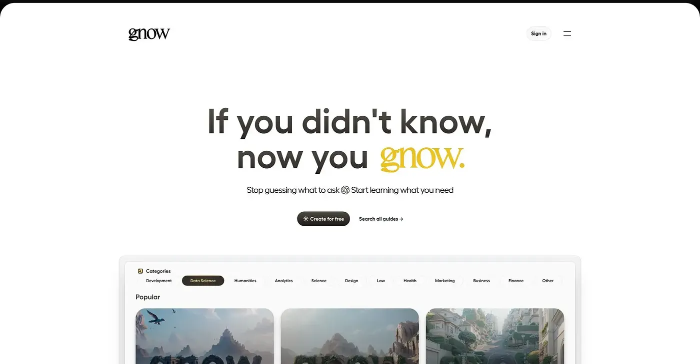 Screenshot of Gnow AI
