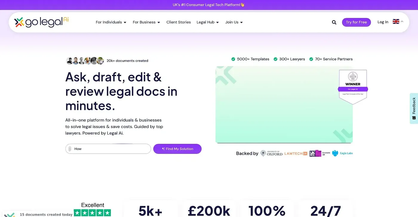 Screenshot of Go Legal AI