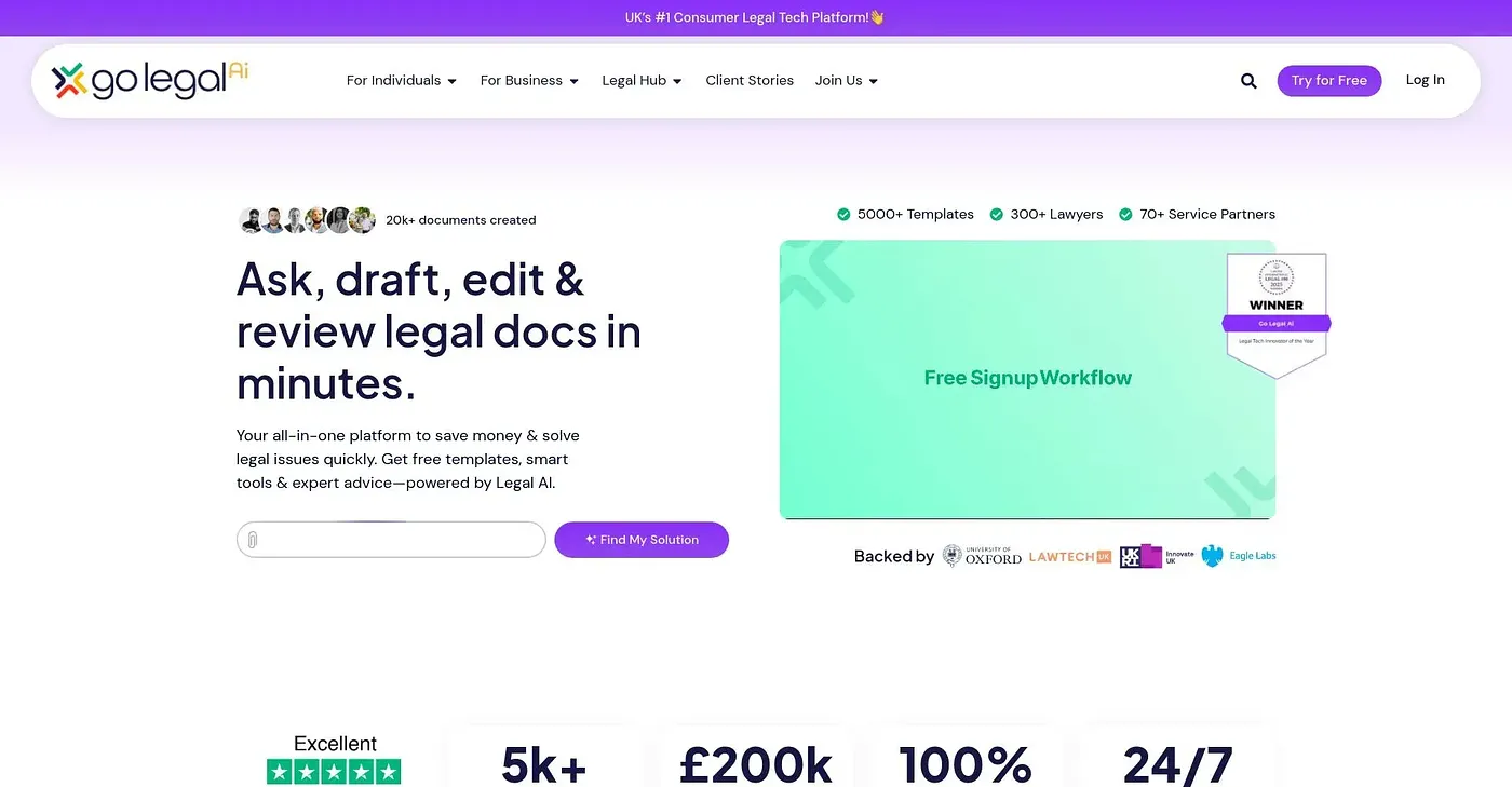 Screenshot of Go Legal AI