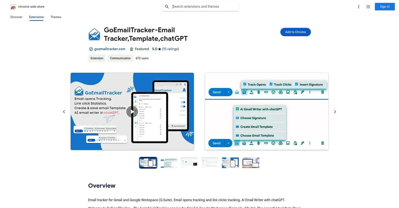 Screenshot of GoEmailTracker - Chrome Extension