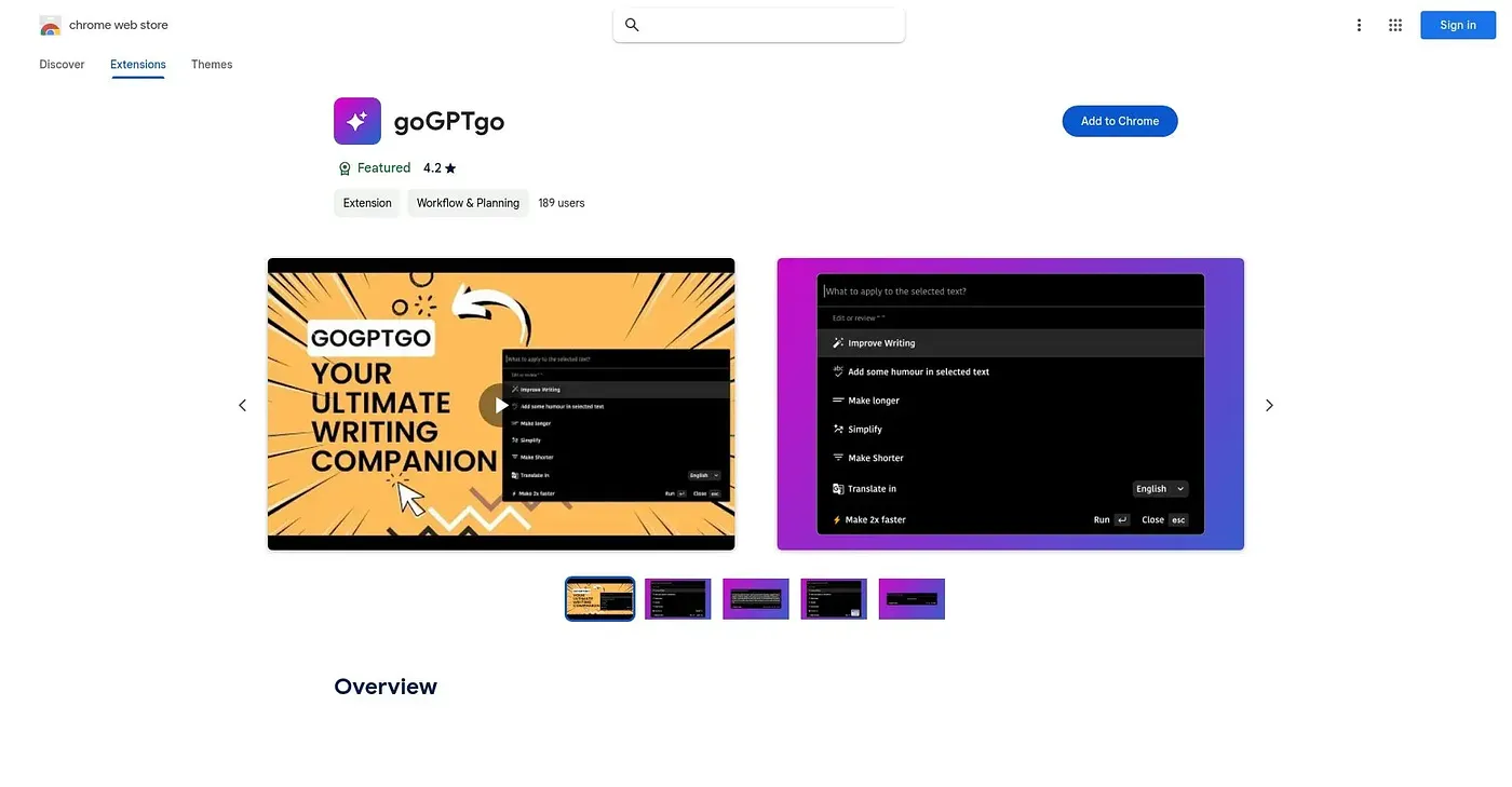 Screenshot of GoGPT Go Extension