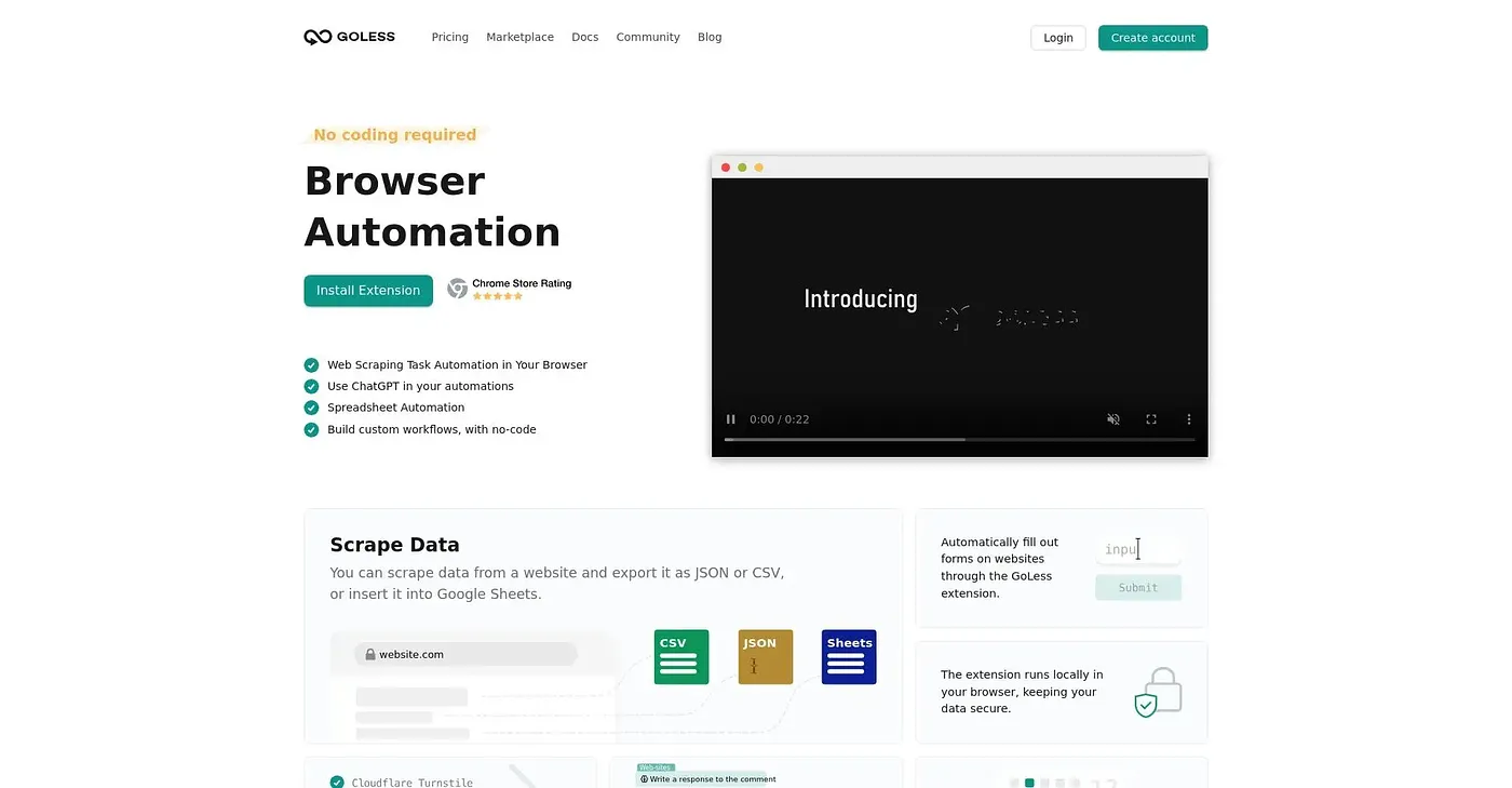 Screenshot of Golesc Chrome Extension
