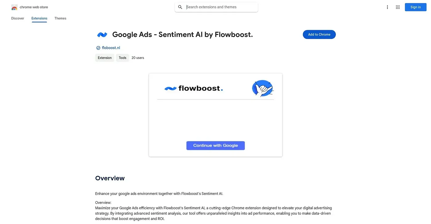 Screenshot of Google Ads Sentiment AI Chrome Extension