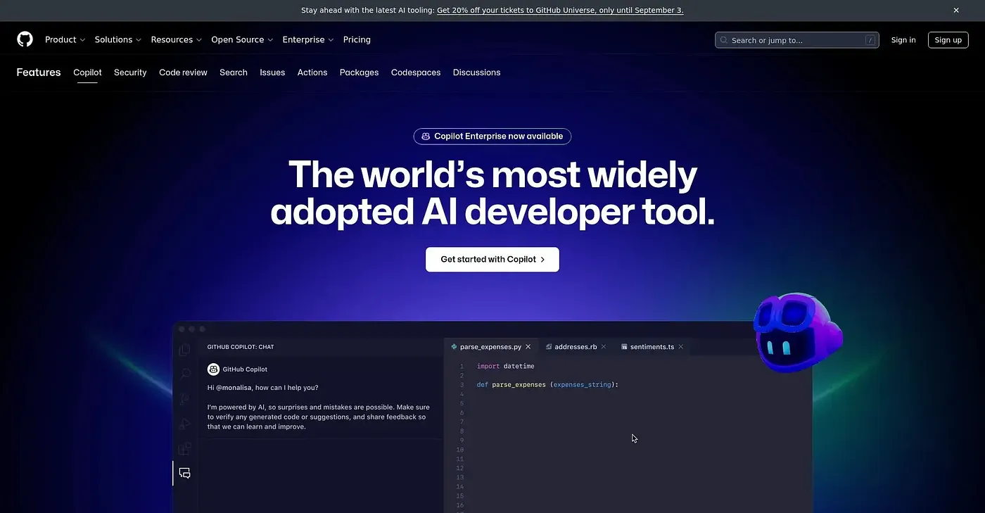 Screenshot of GitHub Copilot