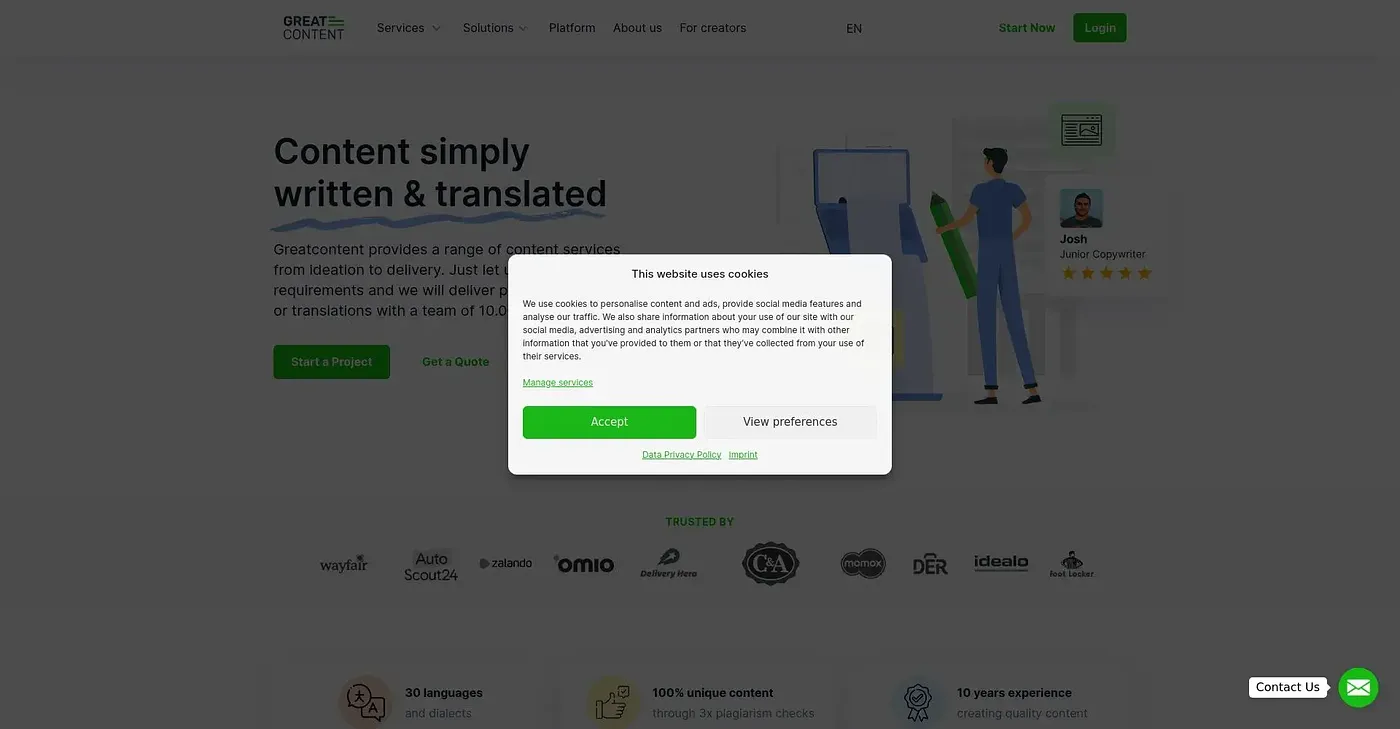 Screenshot of Great Content