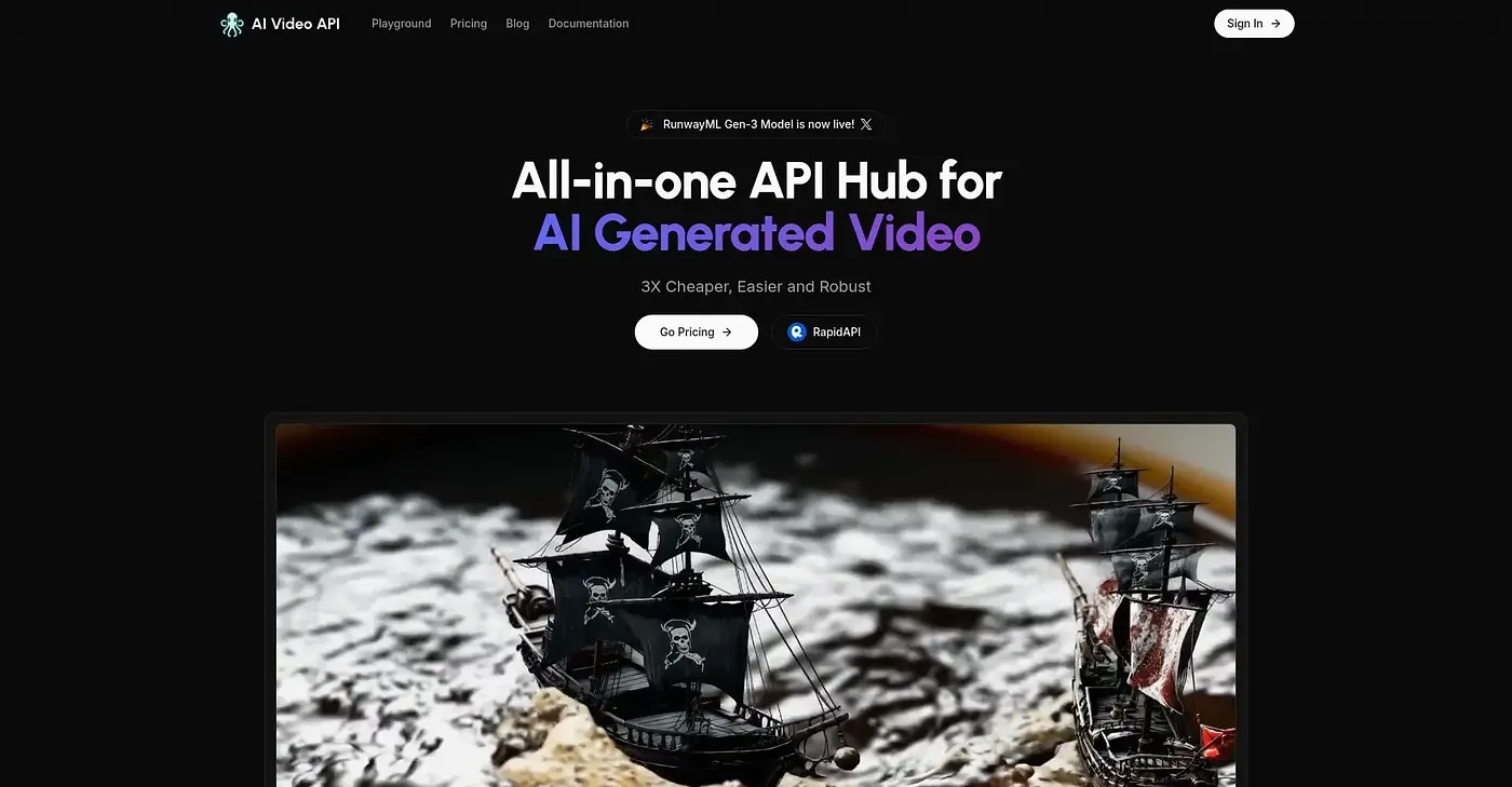 Screenshot of AI Video API