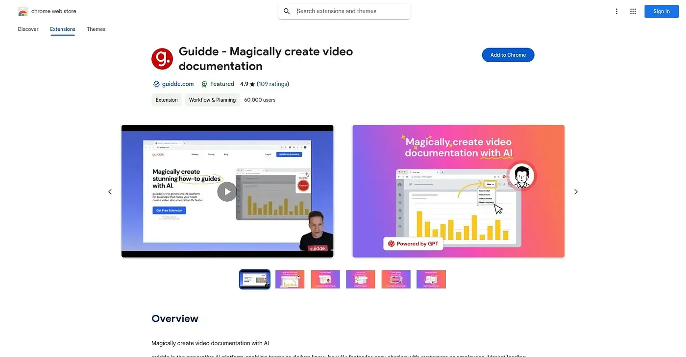 Screenshot of Guidde - Chrome Extension