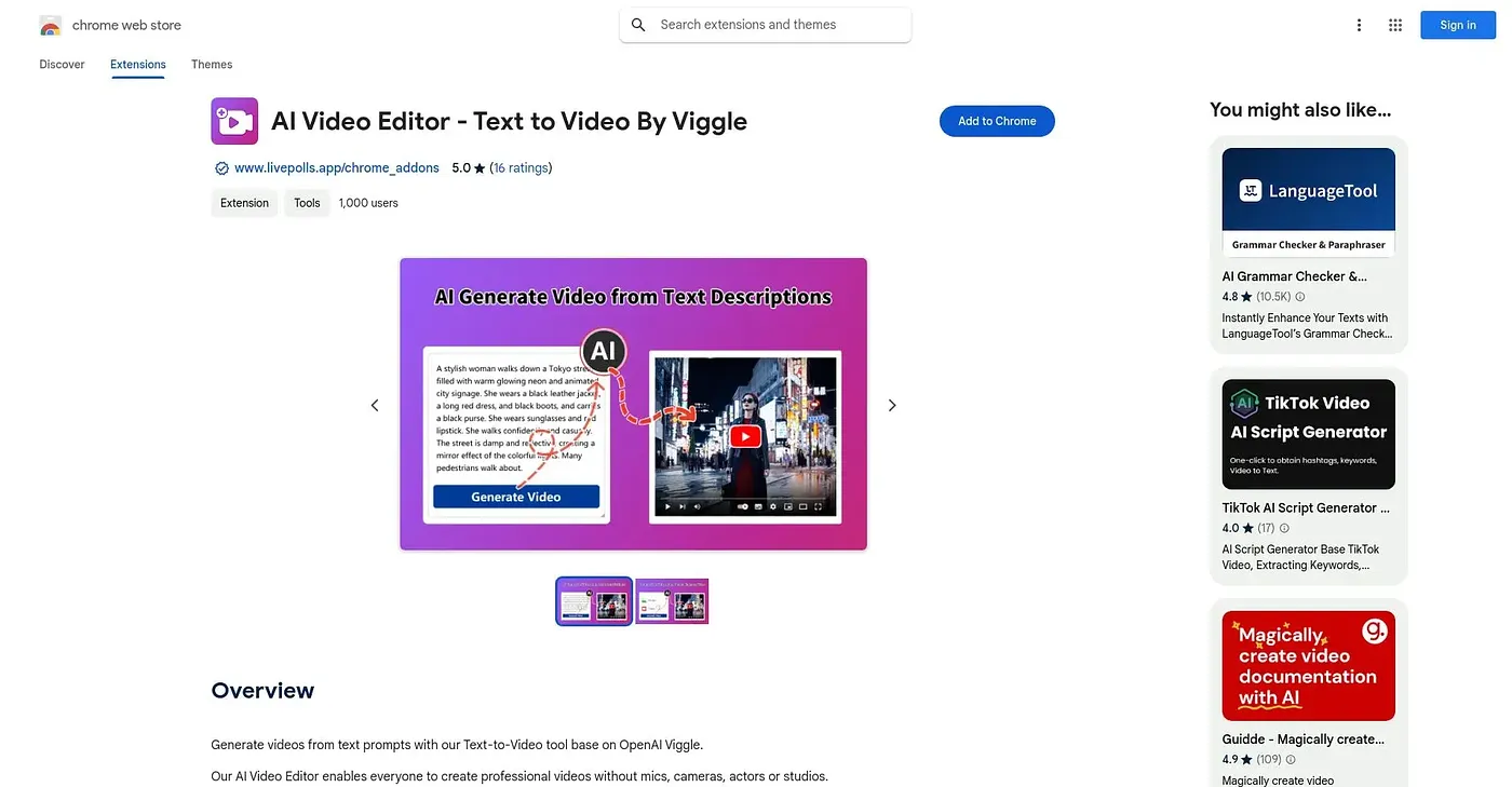 Screenshot of AI Video Editor Text To V