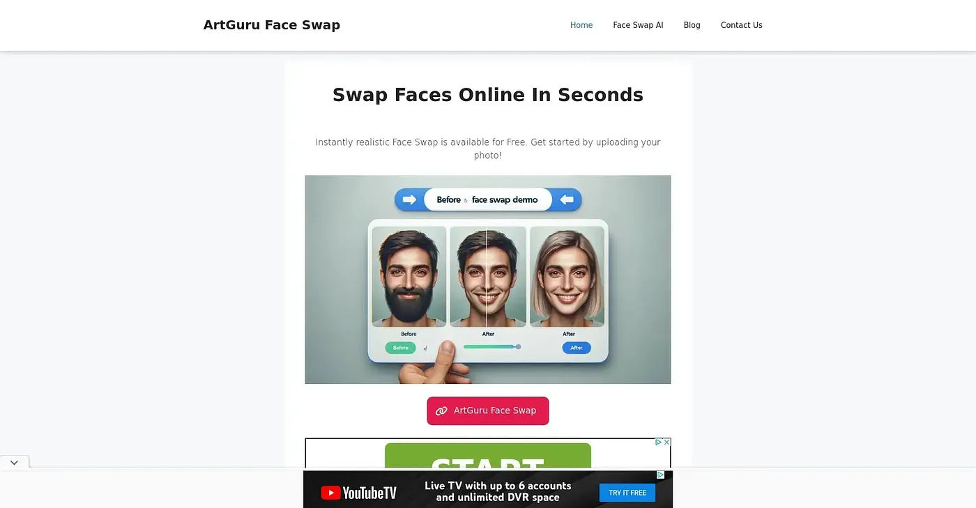 Screenshot of Guru Art Face Swap