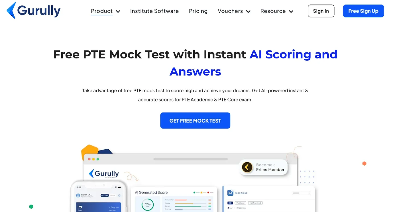 Screenshot of Gurully PTE Mock Test Tool