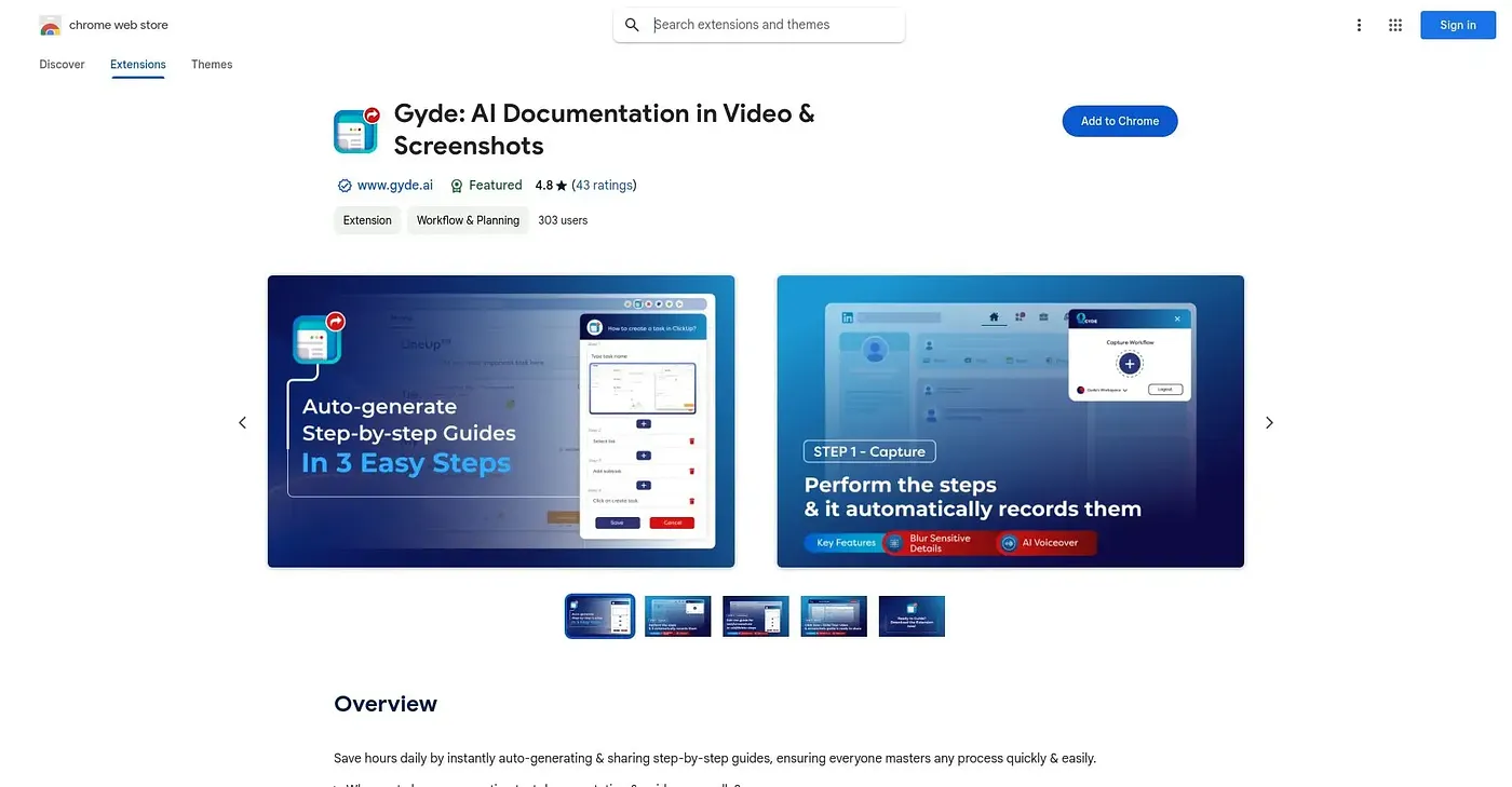 Screenshot of Gyde AI Documentation In Chrome Extension