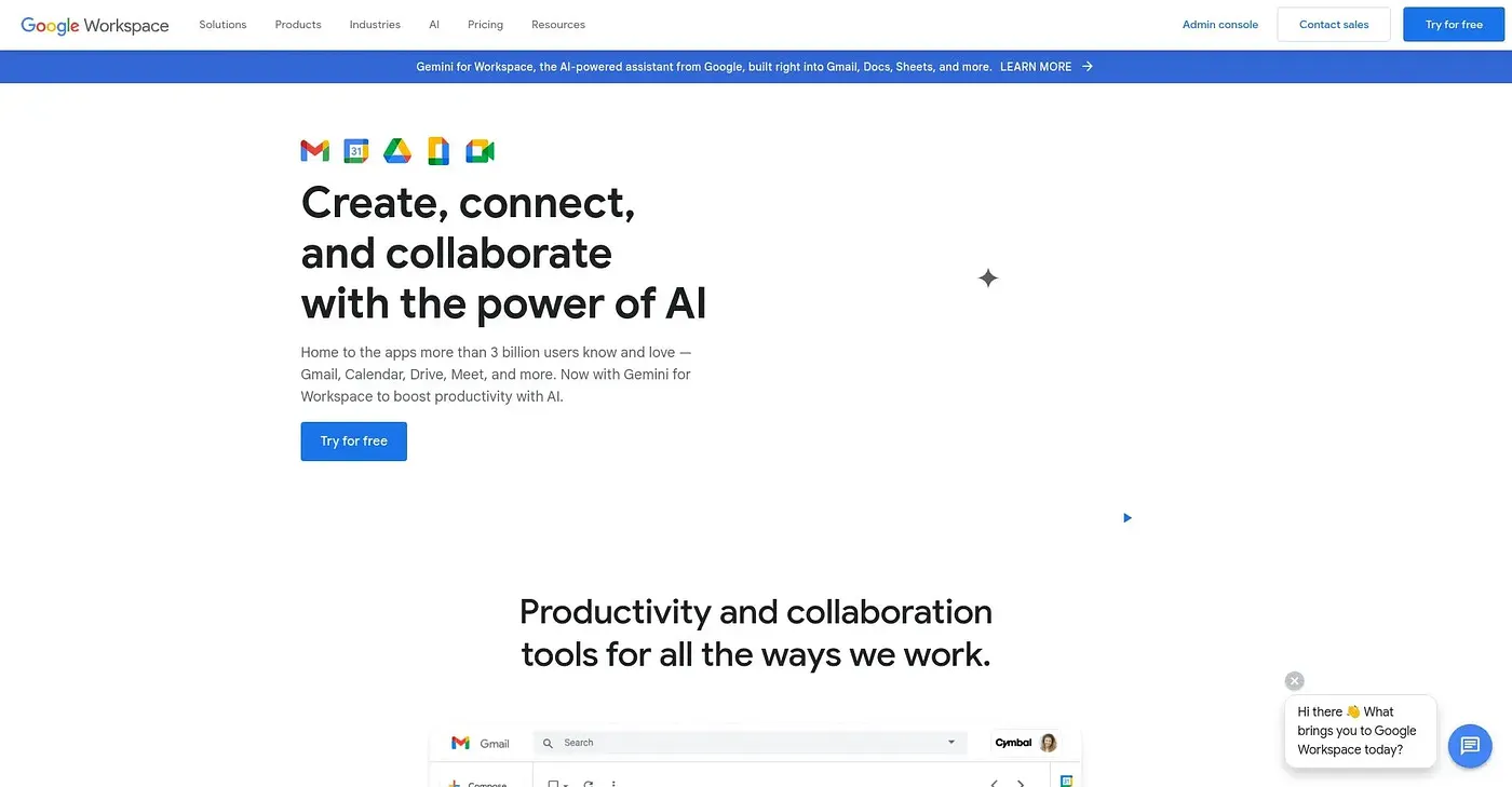 Screenshot of Google Workspace