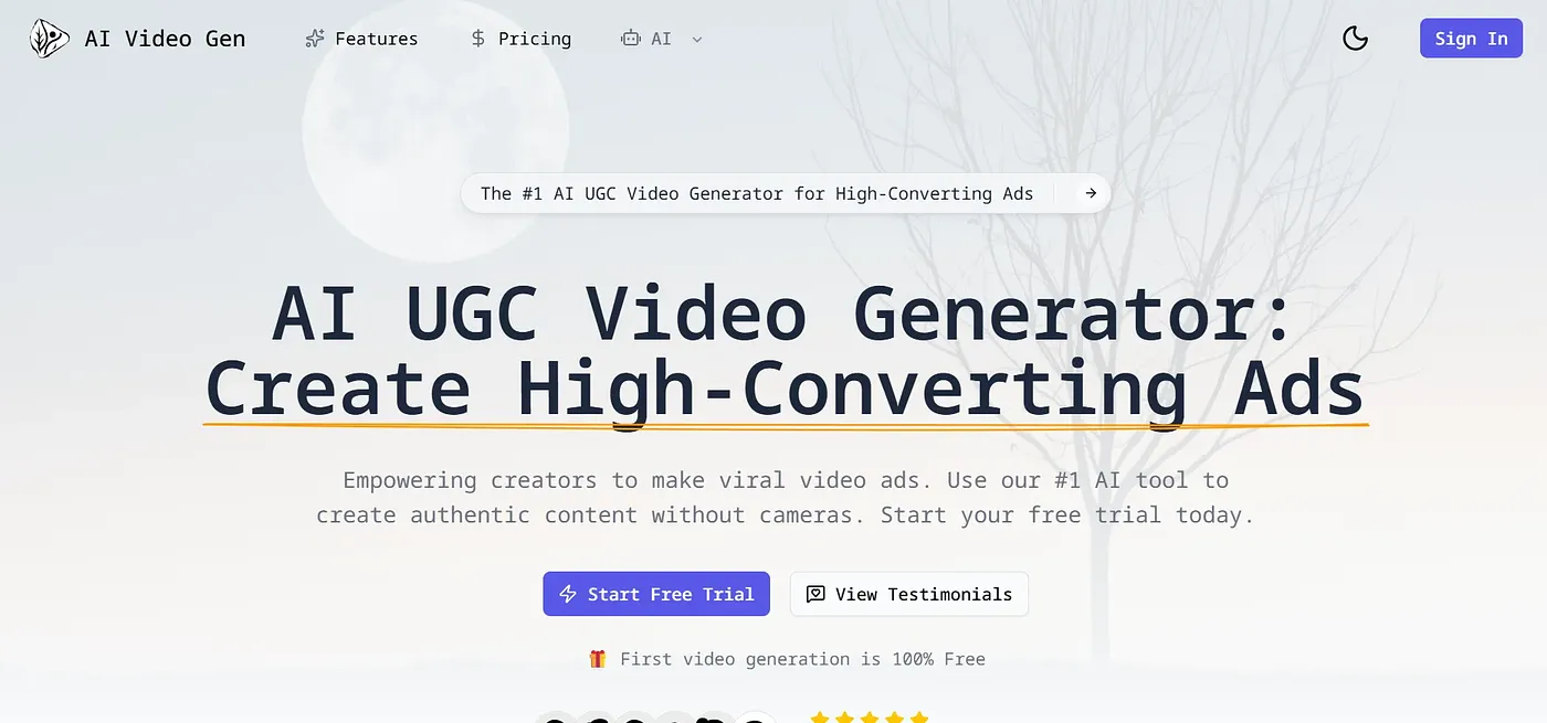 Screenshot of AI UGC Video Gen