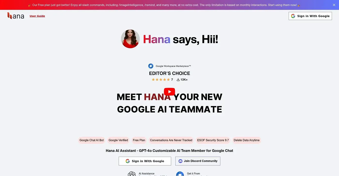Screenshot of Hana