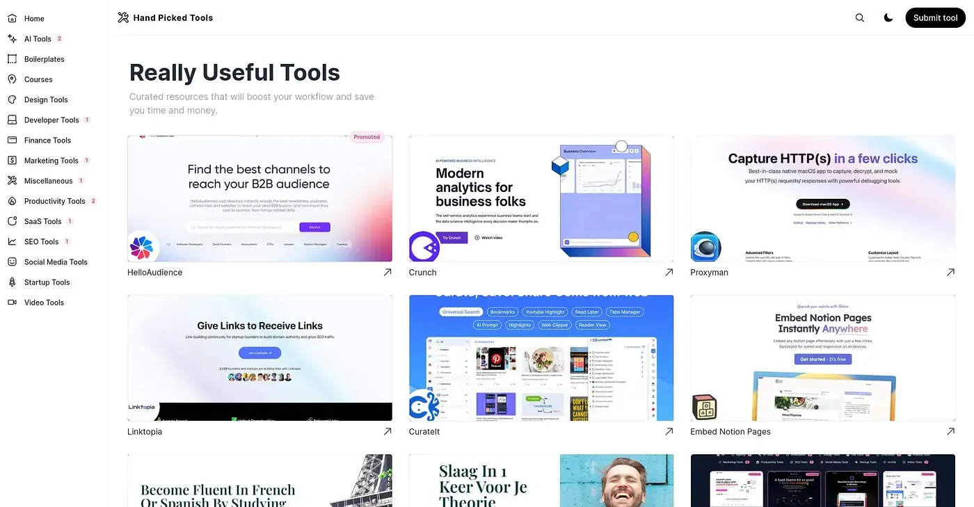 Screenshot of HandpickedTools