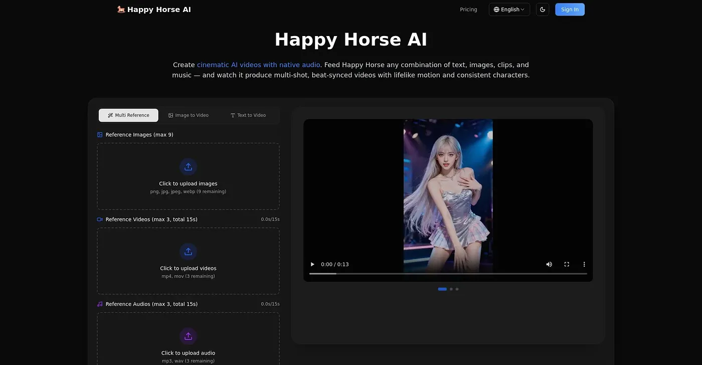 Screenshot of Happy Horse AI