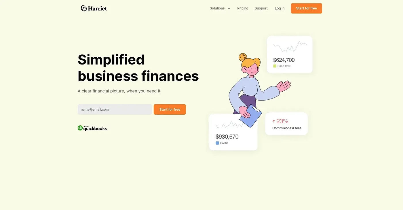 Screenshot of Harriet CFO