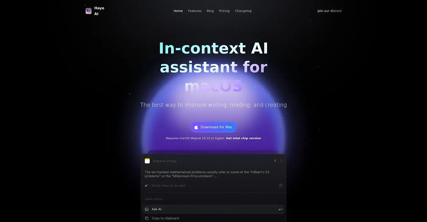 Screenshot of Haye AI
