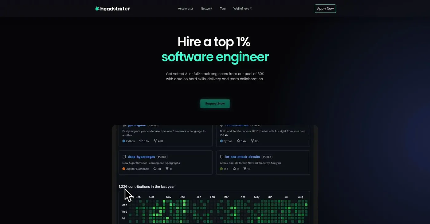 Screenshot of Headstarter