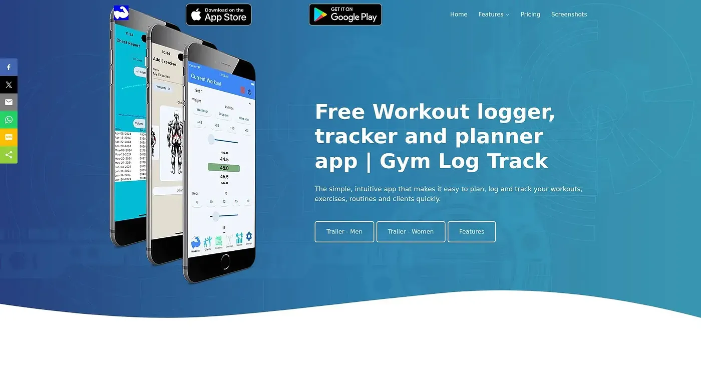 Screenshot of Gym Log Track