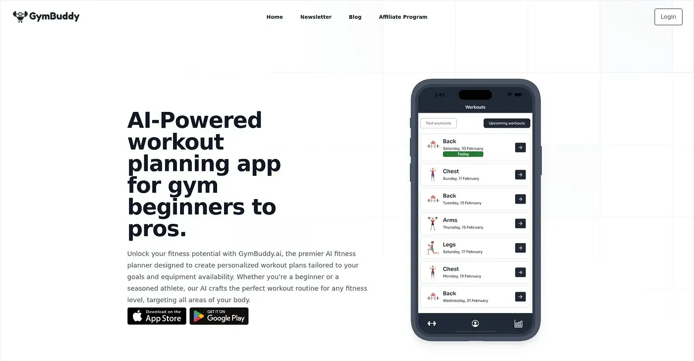Screenshot of GymBuddy.ai