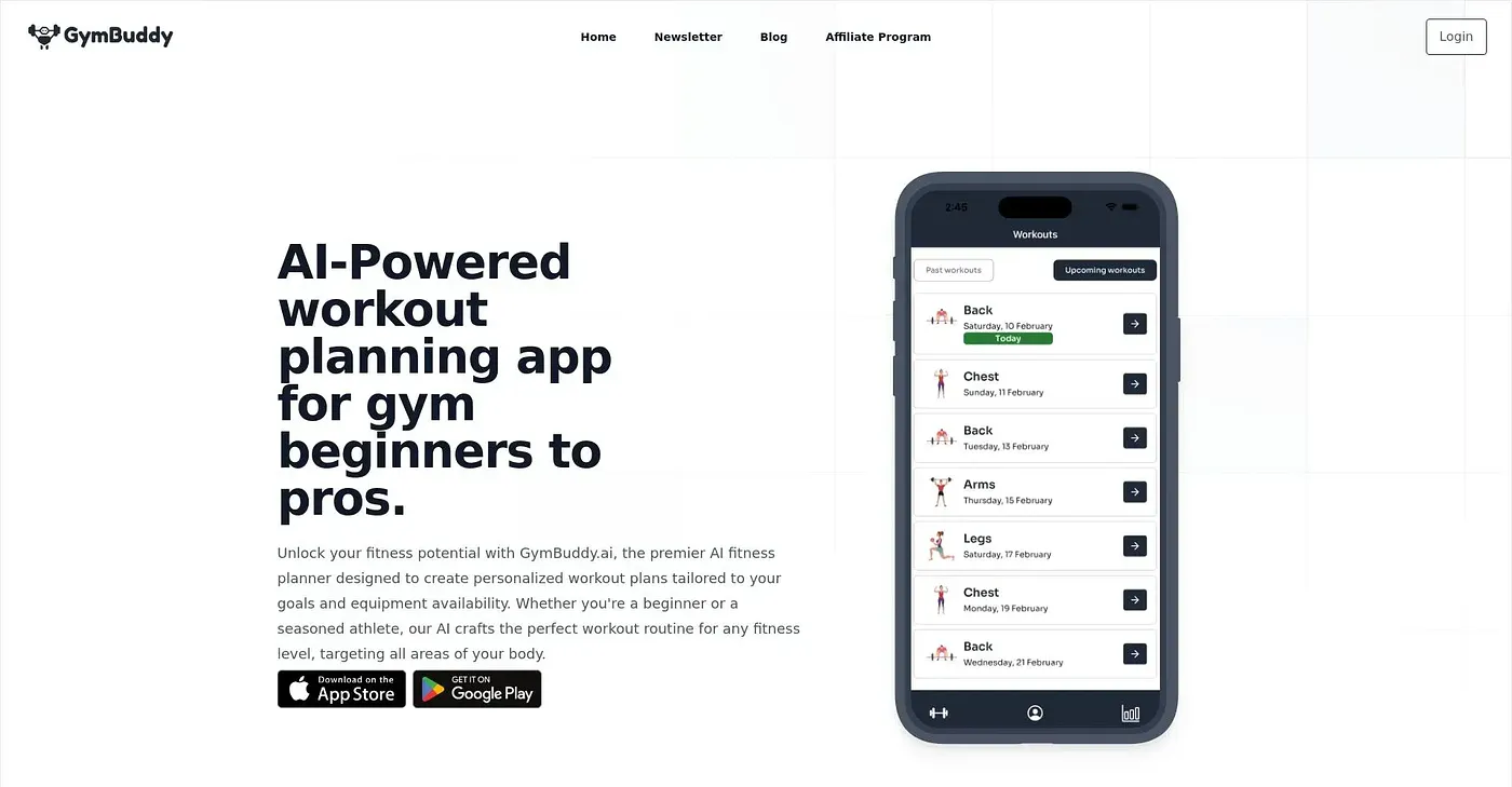 Screenshot of GymBuddy.ai