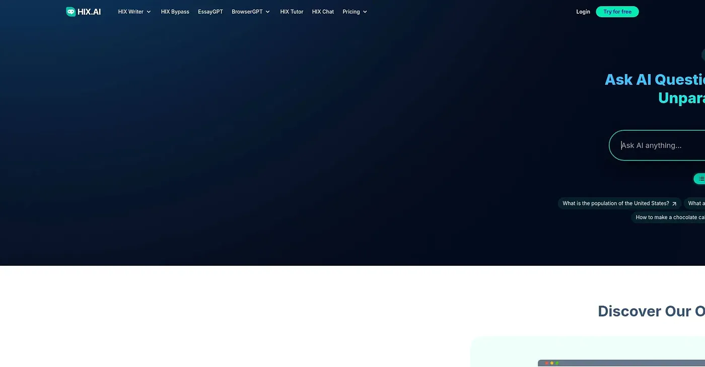 Screenshot of HIX AI
