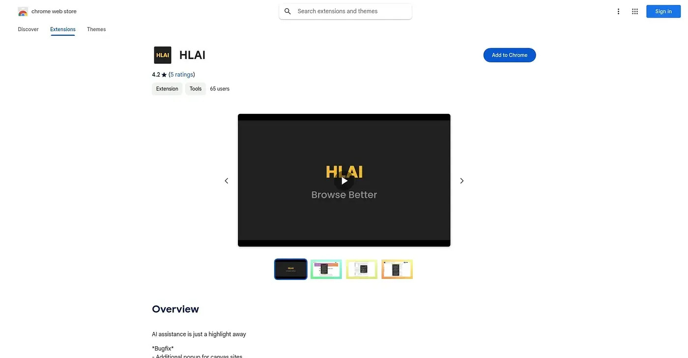 Screenshot of HLAI Chrome Extension