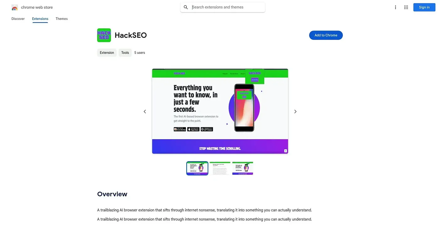 Screenshot of HackSEO