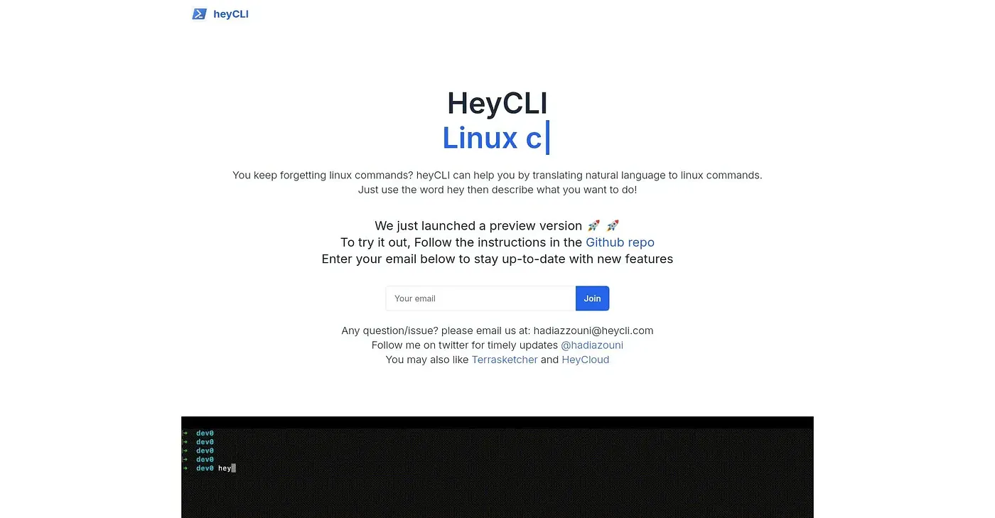 Screenshot of HeyCLI