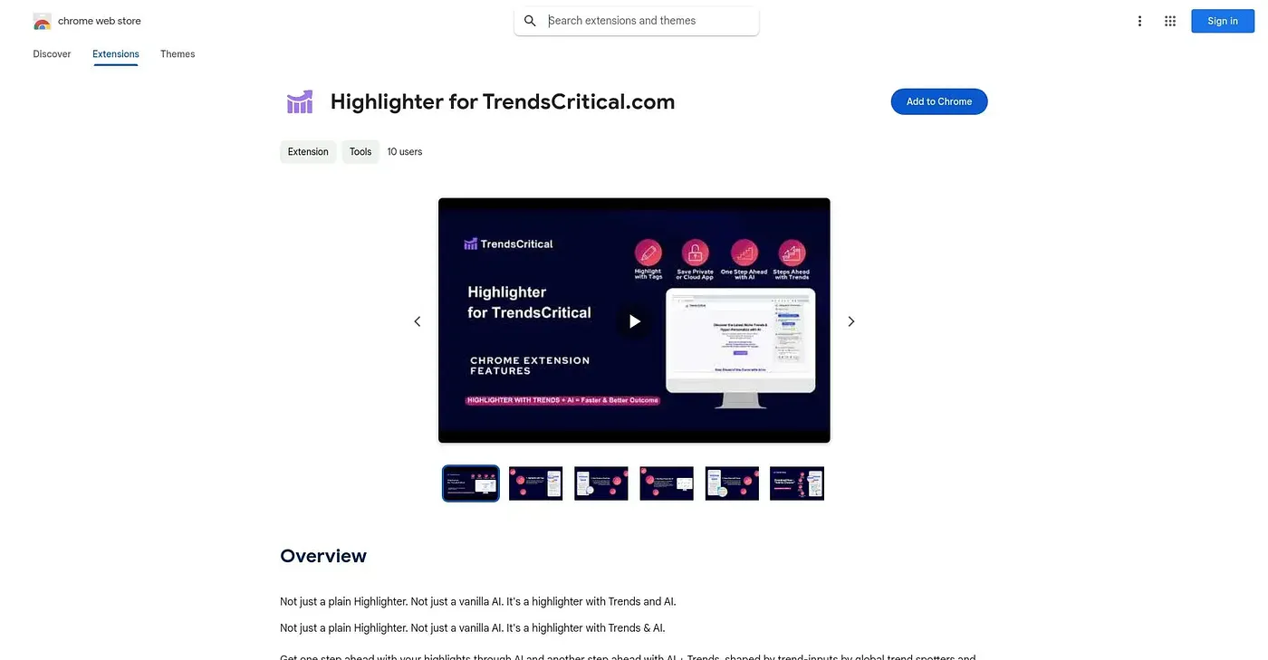 Screenshot of Highlighter for Trendscri Extension