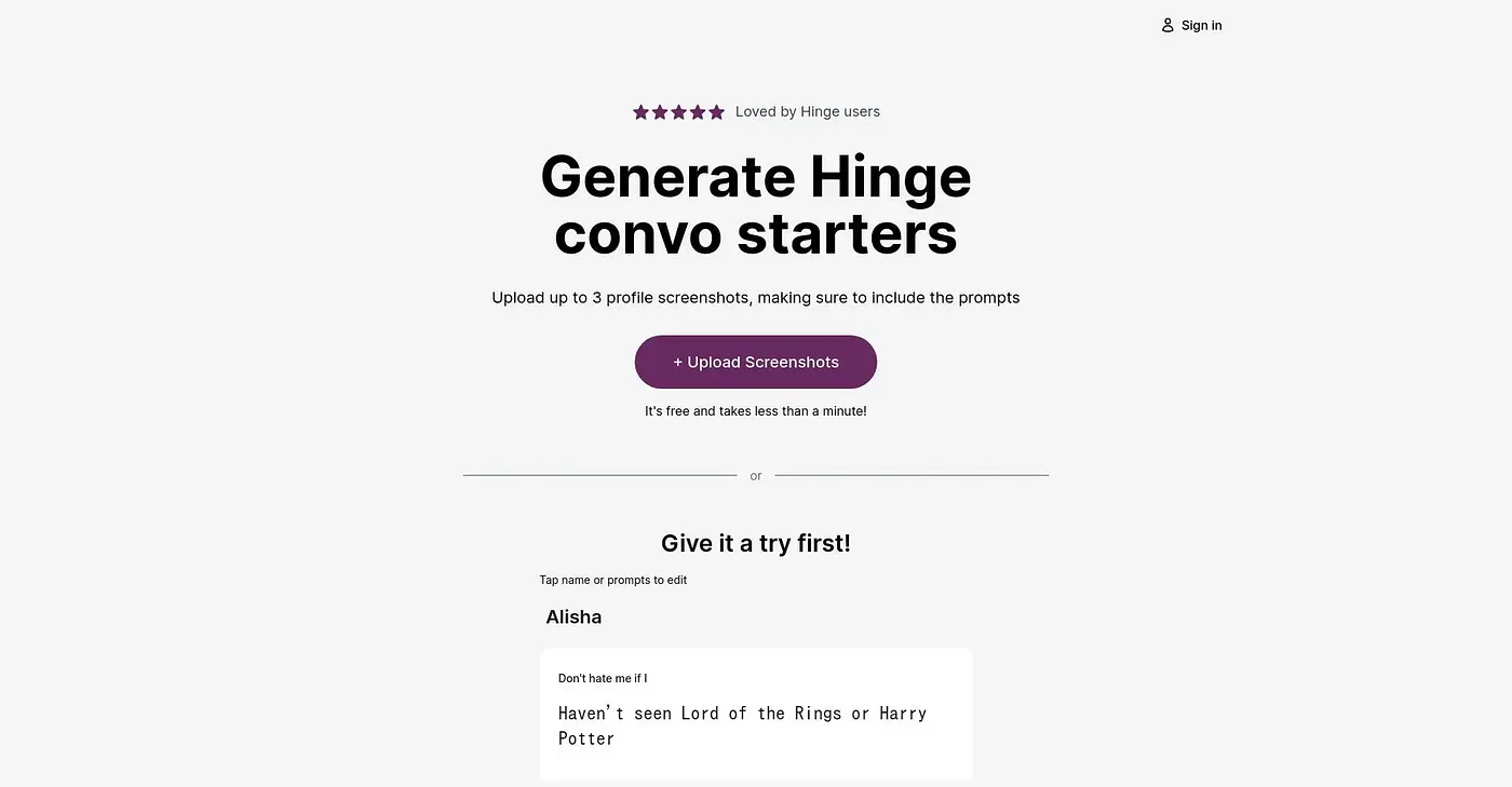 Screenshot of Hinge Openers