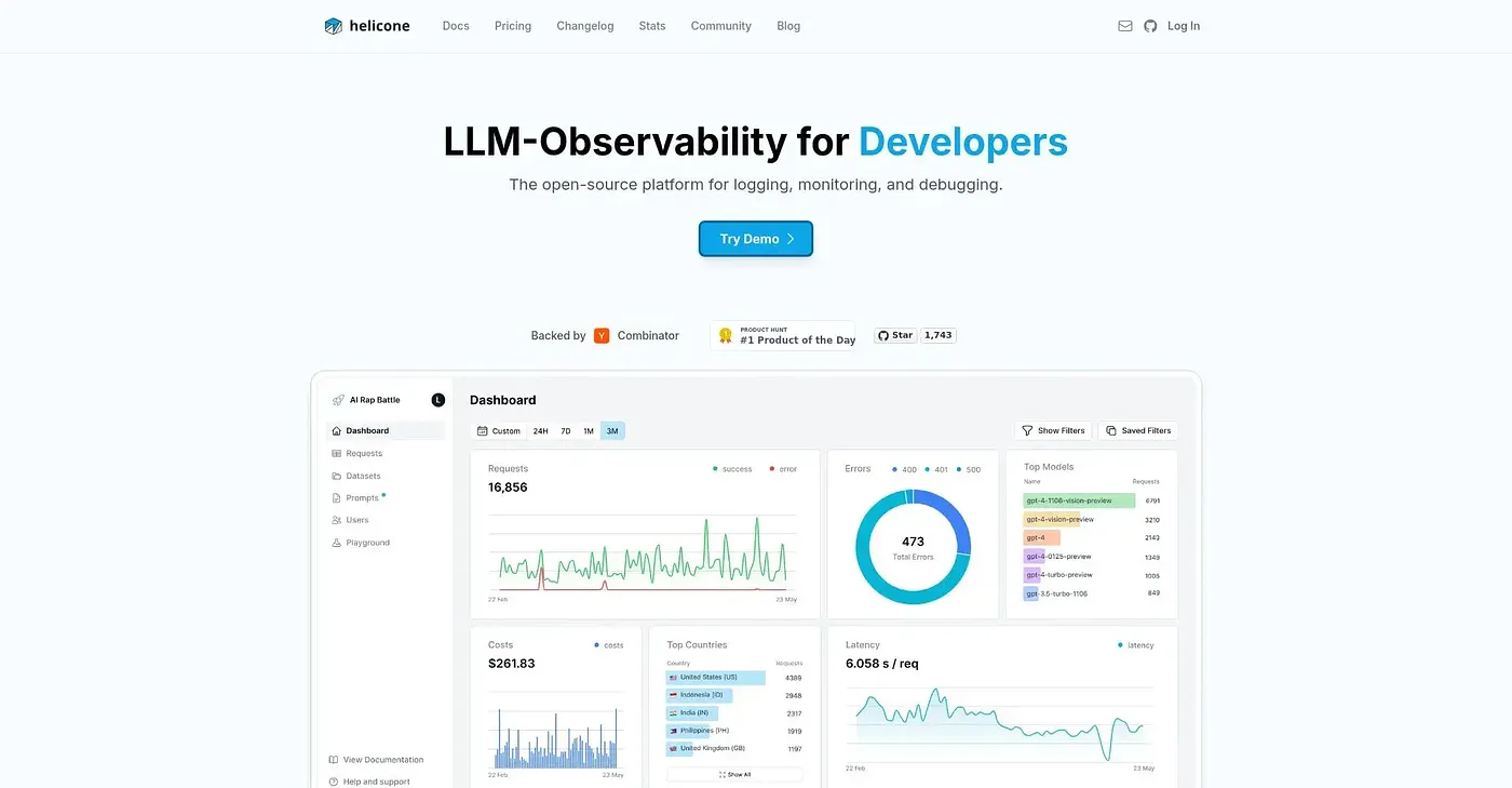 Screenshot of Helicone