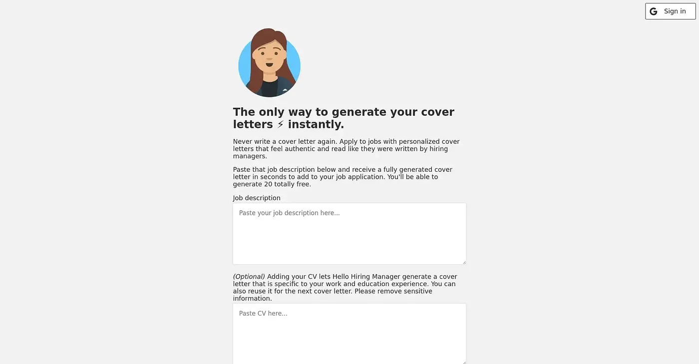 Screenshot of Hello Hiring Manager