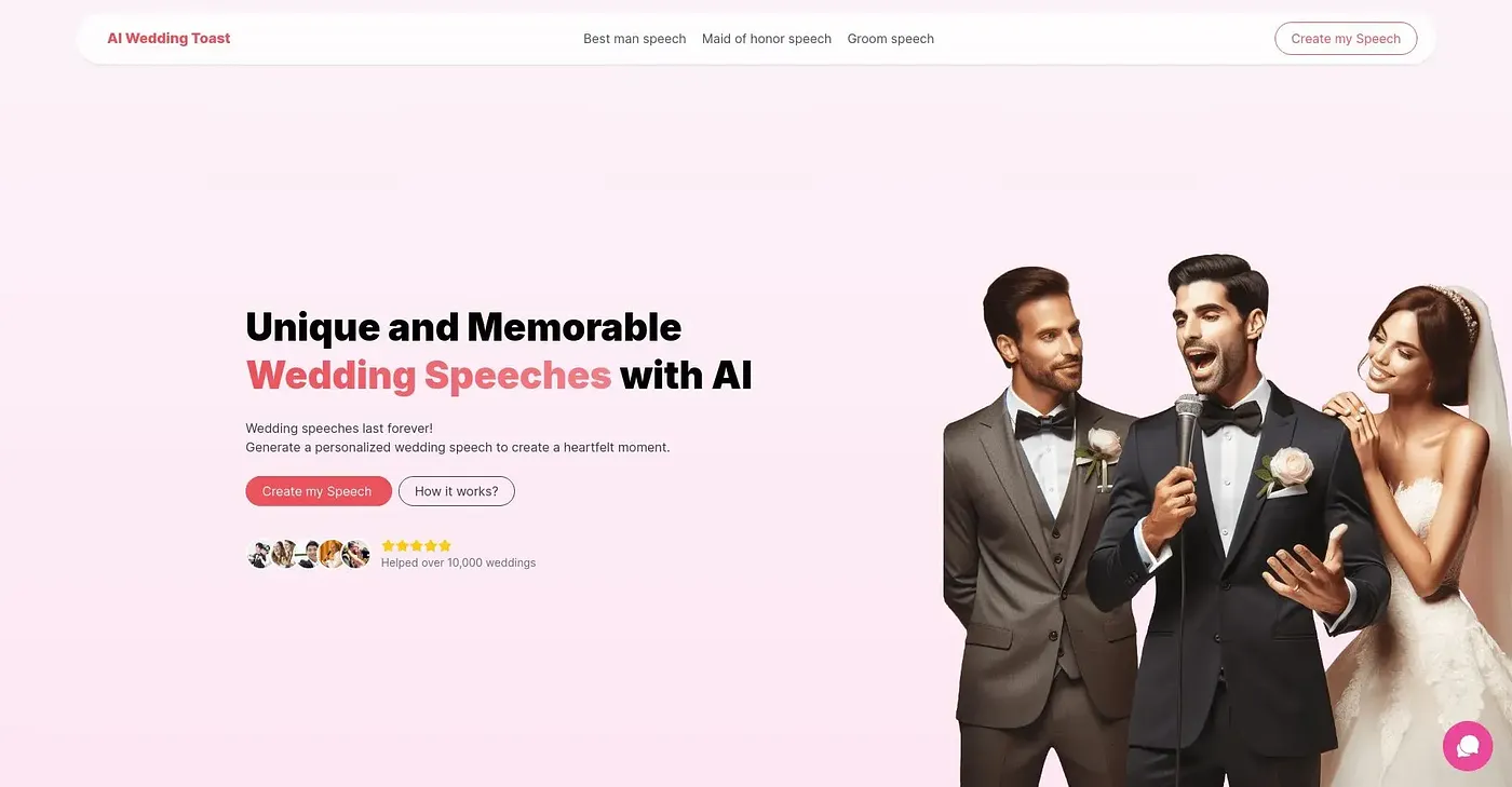 Screenshot of AI Wedding Toast