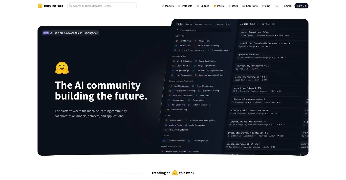 Screenshot of HuggingFace