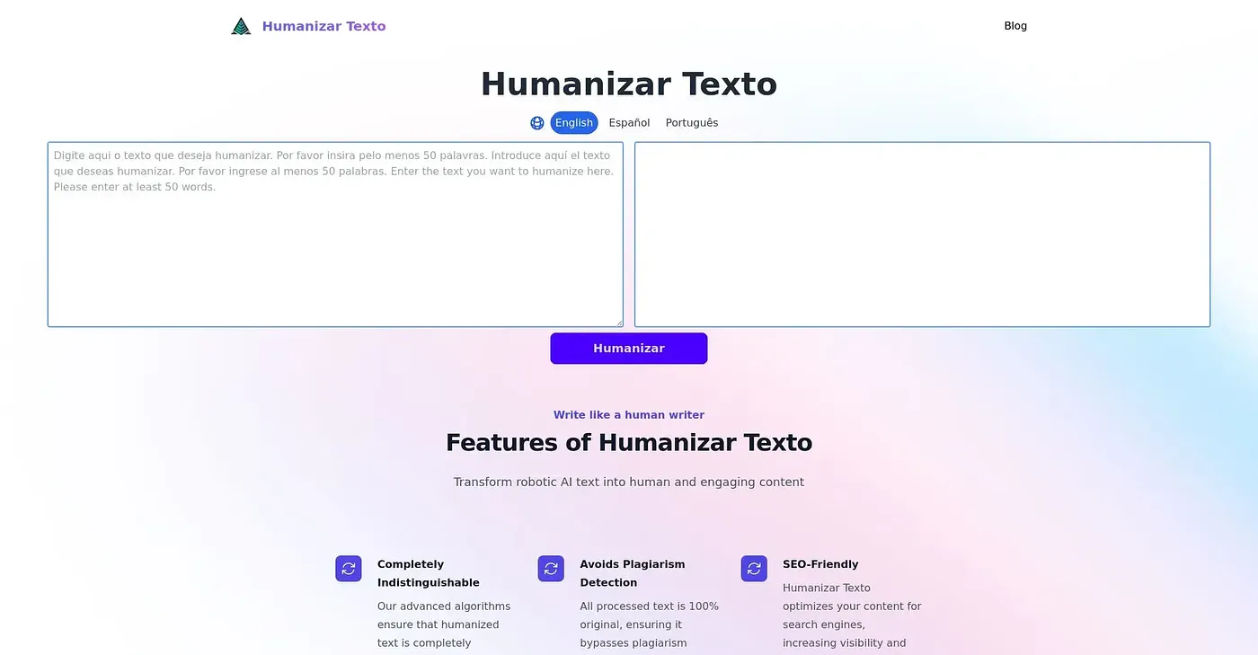 Screenshot of Humanizar Texto