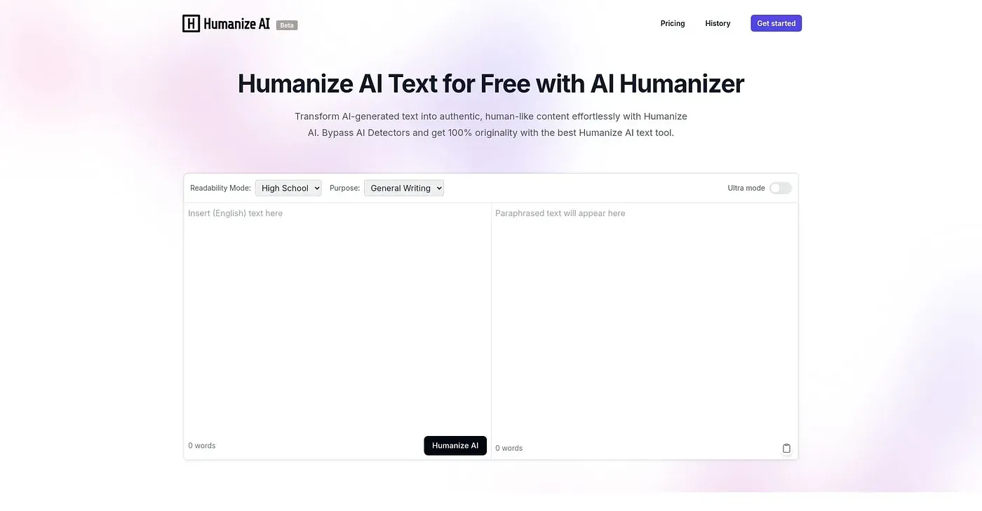 Screenshot of Humanize AI