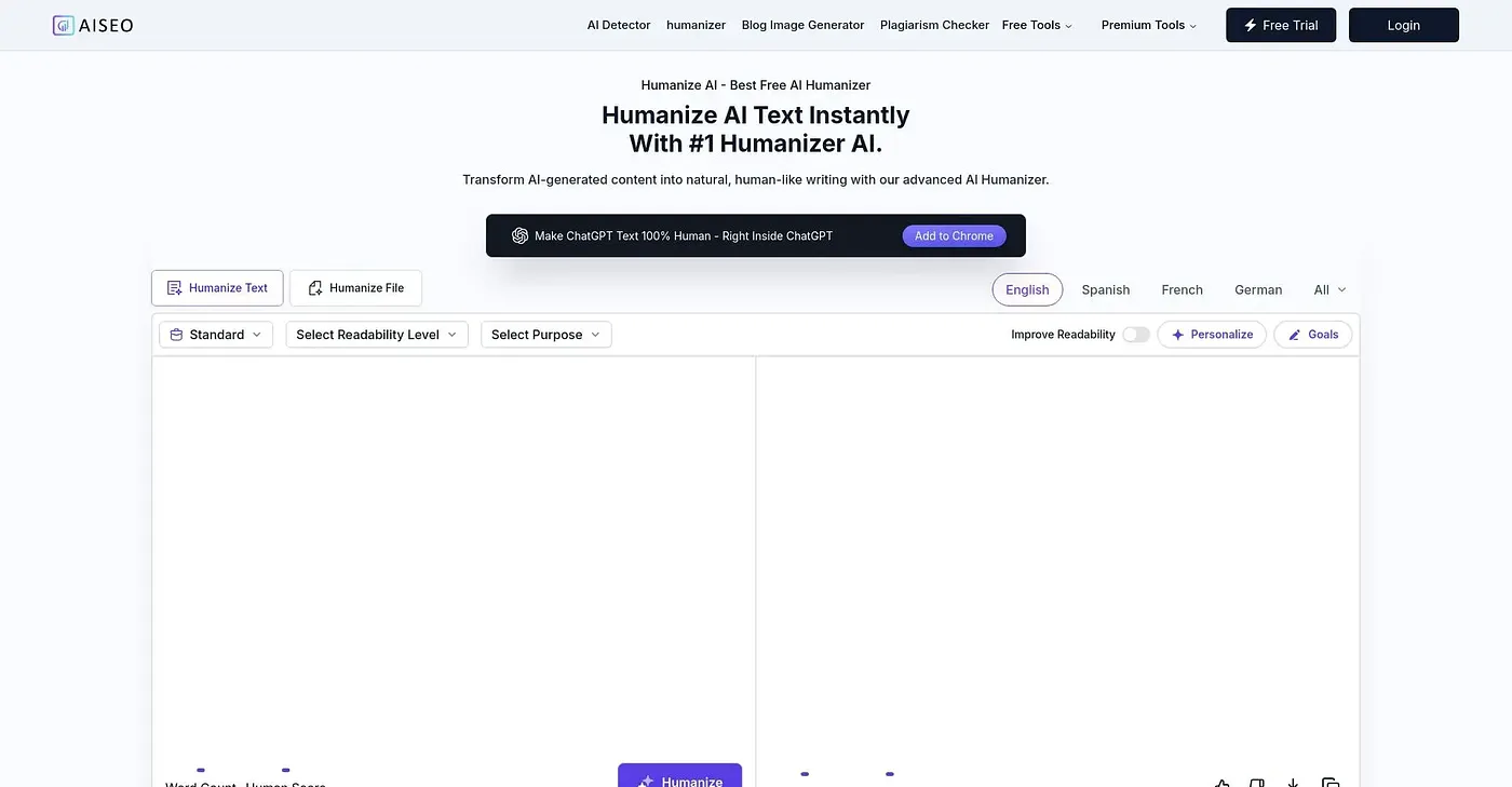 Screenshot of Humanize AI