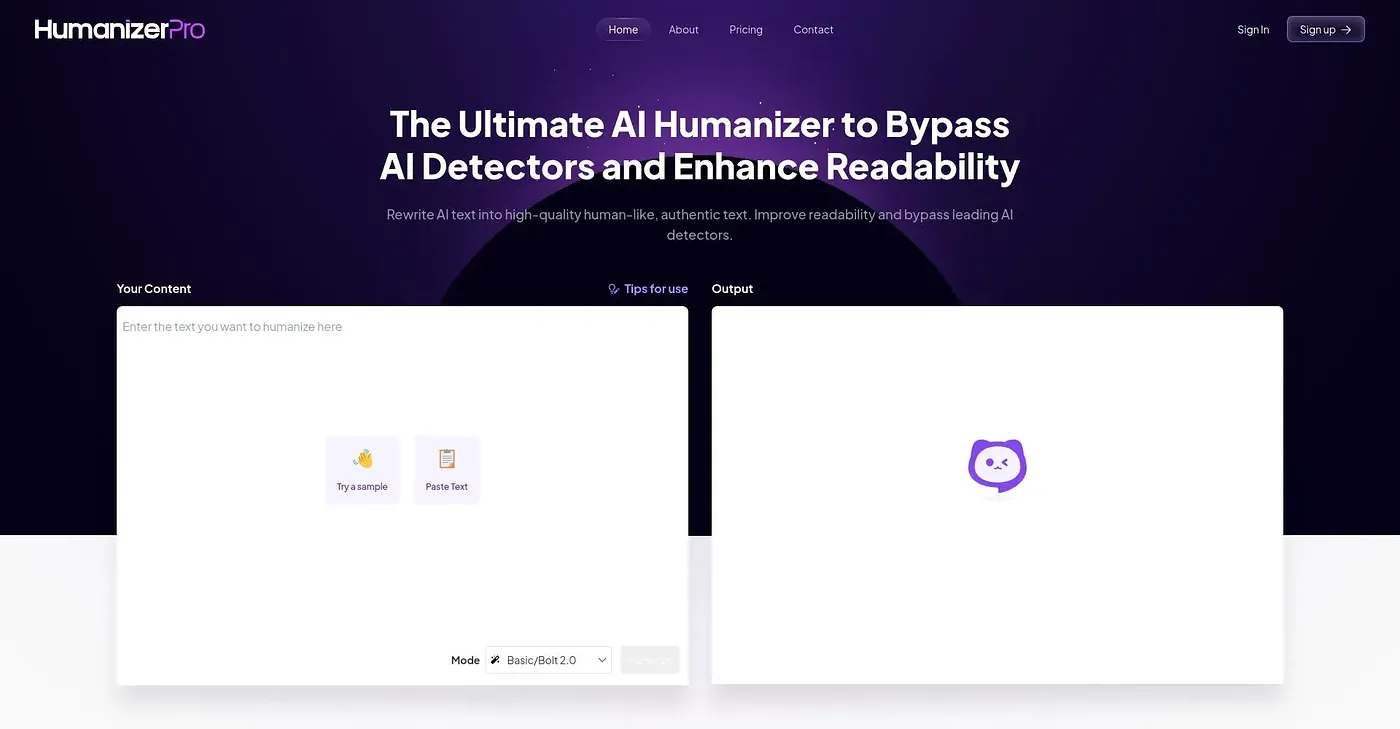 Screenshot of Humanizer Pro AI