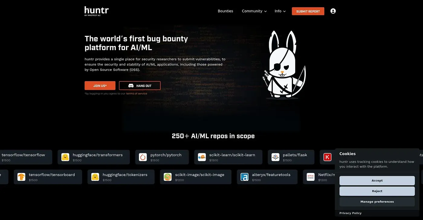 Screenshot of Huntr