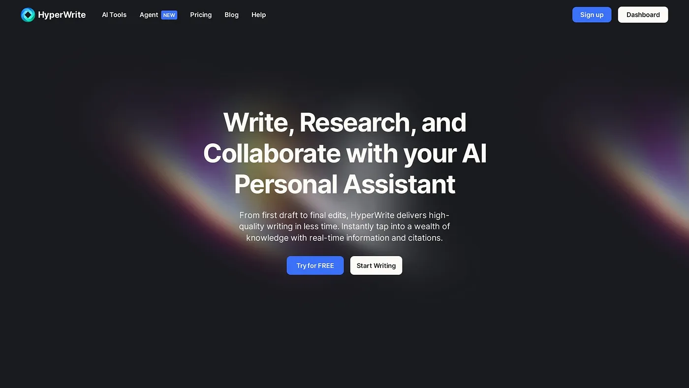Screenshot of HyperWrite AI