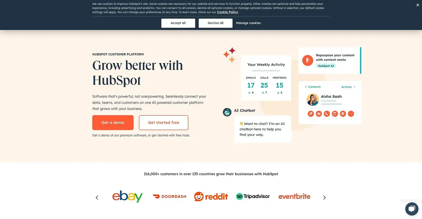 Screenshot of HubSpot