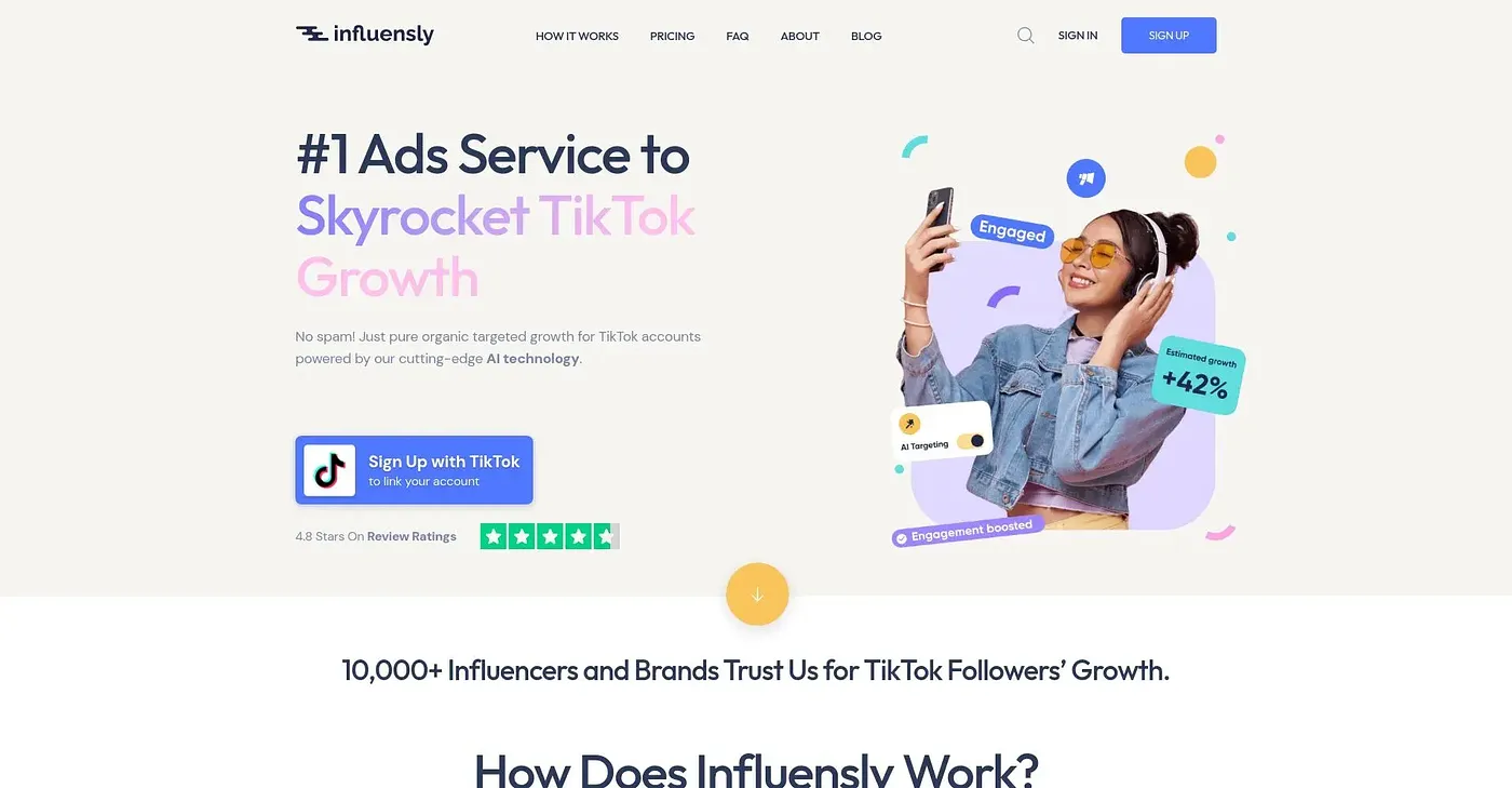Screenshot of INFLUENSLY