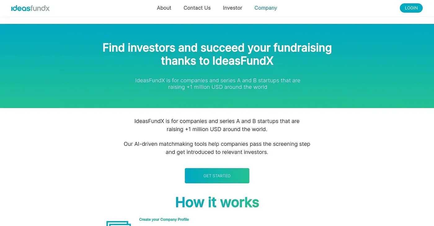 Screenshot of IdeasFundX