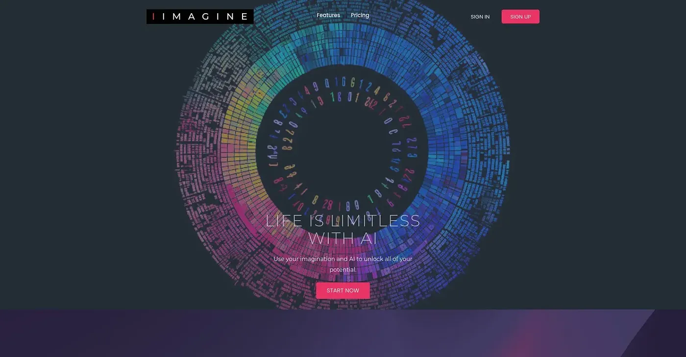Screenshot of Iimagine AI